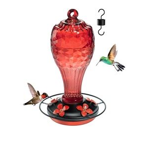 Hand Made Glass Hummingbird Feeder